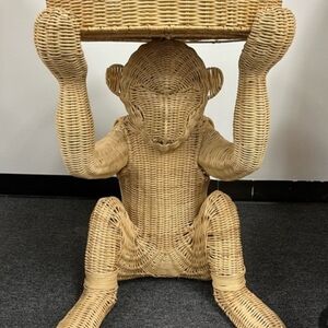 Unk Woven Monkey Accent Table in Natural Tan